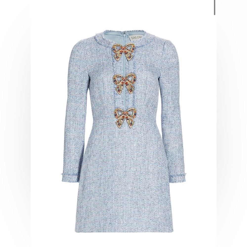 Saloni Camille Bow Tweed Mini Dress size 6